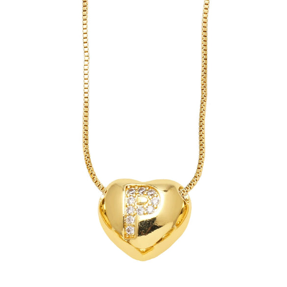 Wholesale Jewelry Simple Style Inlaid Zircon Heart Pendant Necklace Copper Electroplating