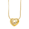 Wholesale Jewelry Simple Style Inlaid Zircon Heart Pendant Necklace Copper Electroplating