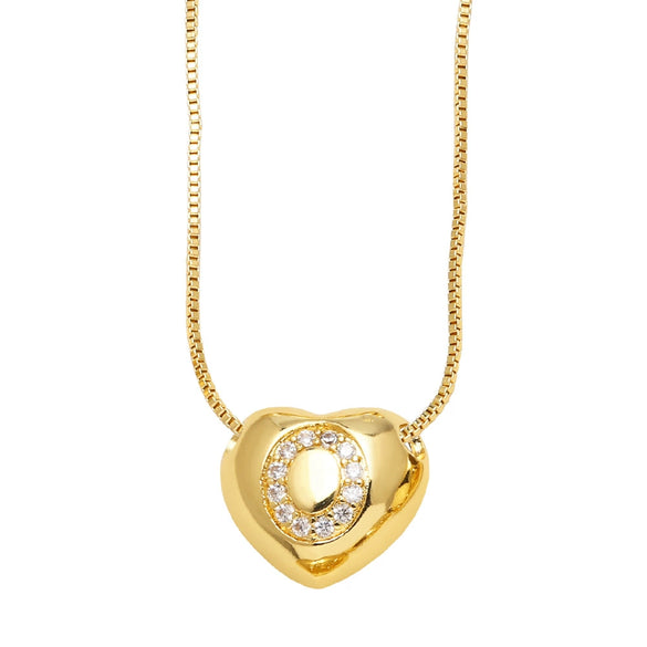 Wholesale Jewelry Simple Style Inlaid Zircon Heart Pendant Necklace Copper Electroplating