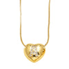 Wholesale Jewelry Simple Style Inlaid Zircon Heart Pendant Necklace Copper Electroplating