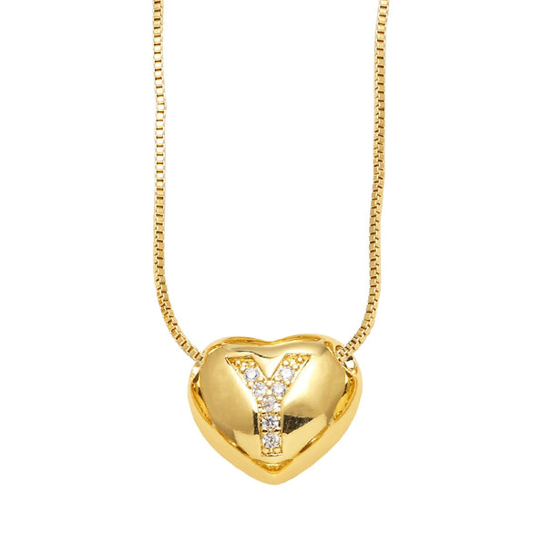 Wholesale Jewelry Simple Style Inlaid Zircon Heart Pendant Necklace Copper Electroplating