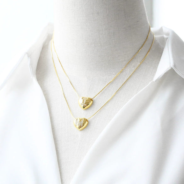 Wholesale Jewelry Simple Style Inlaid Zircon Heart Pendant Necklace Copper Electroplating