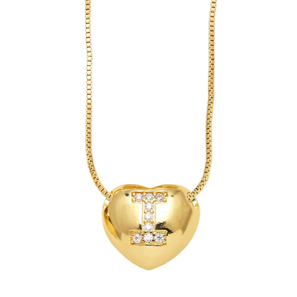Wholesale Jewelry Simple Style Inlaid Zircon Heart Pendant Necklace Copper Electroplating