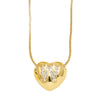 Wholesale Jewelry Simple Style Inlaid Zircon Heart Pendant Necklace Copper Electroplating