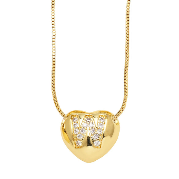 Wholesale Jewelry Simple Style Inlaid Zircon Heart Pendant Necklace Copper Electroplating