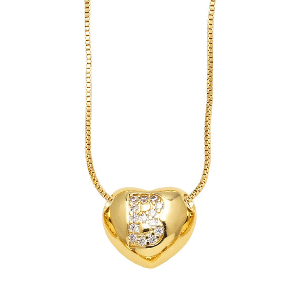Wholesale Jewelry Simple Style Inlaid Zircon Heart Pendant Necklace Copper Electroplating