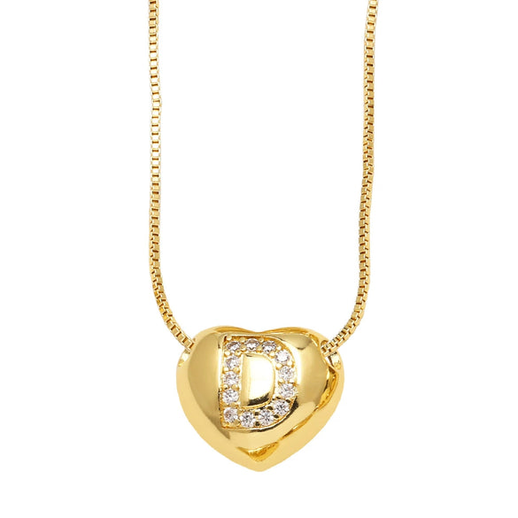 Wholesale Jewelry Simple Style Inlaid Zircon Heart Pendant Necklace Copper Electroplating