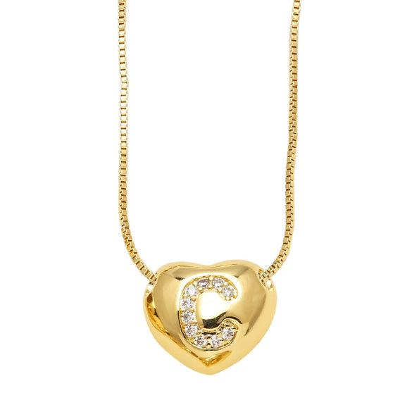 Wholesale Jewelry Simple Style Inlaid Zircon Heart Pendant Necklace Copper Electroplating