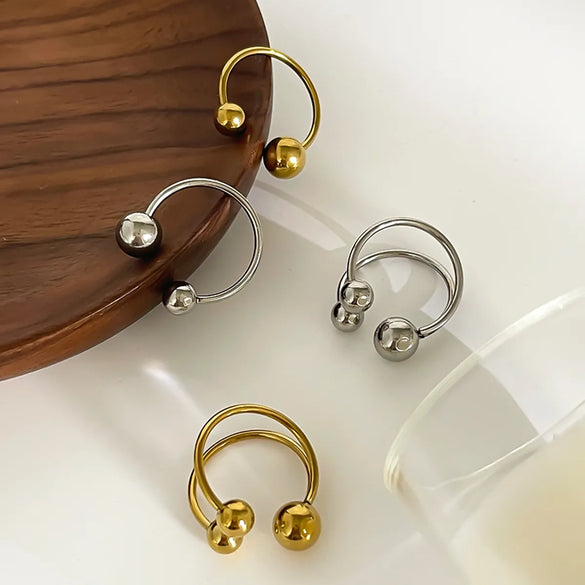 Wholesale Jewelry Simple Style Korean Style Round Solid Color 316 Stainless Steel  18K Gold Plated Irregular Open Rings