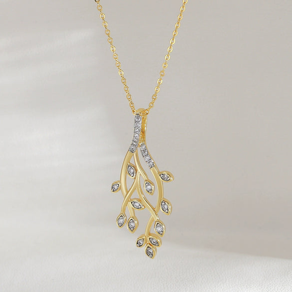 Wholesale Jewelry Simple Style Leaf Copper Electroplated Ochain Pendant Necklace