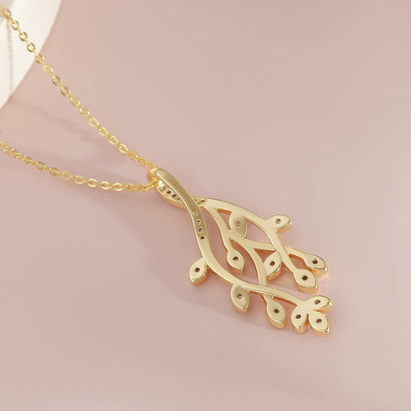 Wholesale Jewelry Simple Style Leaf Copper Electroplated Ochain Pendant Necklace