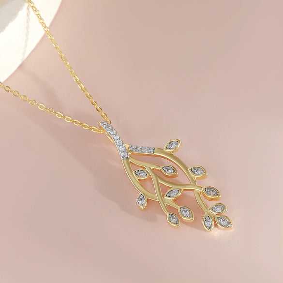 Wholesale Jewelry Simple Style Leaf Copper Electroplated Ochain Pendant Necklace