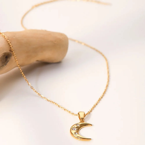 Wholesale Jewelry Simple Style Moon 304 Stainless Steel Pendant Necklace