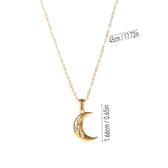 Wholesale Jewelry Simple Style Moon 304 Stainless Steel Pendant Necklace