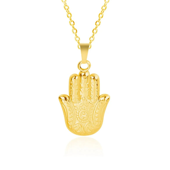Wholesale Jewelry Simple Style Palm 304 Stainless Steel 18K Gold Plated Pendant Necklace