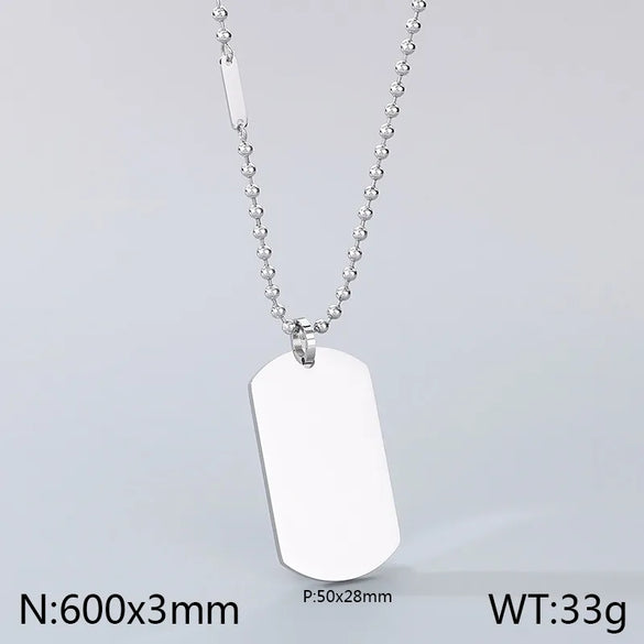 Wholesale Jewelry Simple Style Rectangle 304 Stainless Steel MNE0129-Ball Bead Chain Pendant Necklace