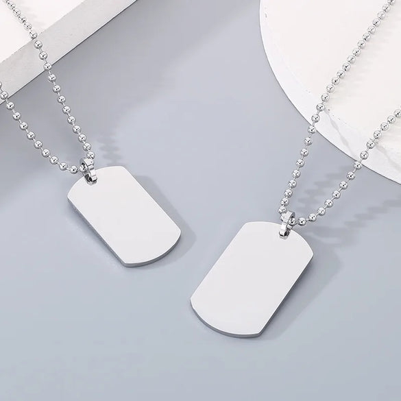 Wholesale Jewelry Simple Style Rectangle 304 Stainless Steel MNE0129-Ball Bead Chain Pendant Necklace