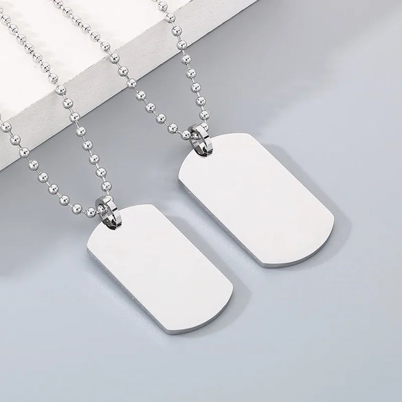 Wholesale Jewelry Simple Style Rectangle 304 Stainless Steel MNE0129-Ball Bead Chain Pendant Necklace