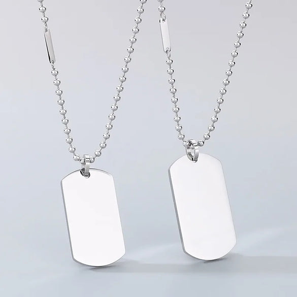 Wholesale Jewelry Simple Style Rectangle 304 Stainless Steel MNE0129-Ball Bead Chain Pendant Necklace