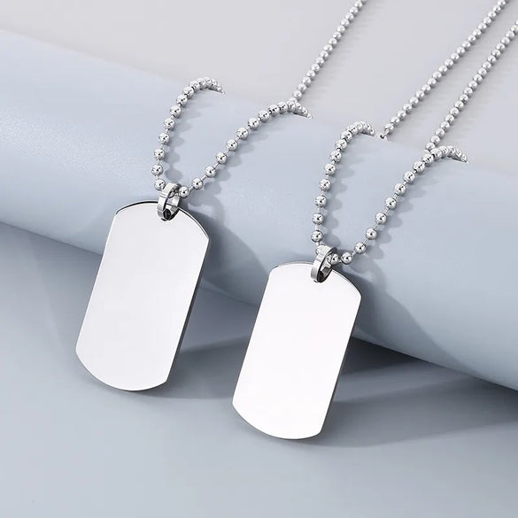Wholesale Jewelry Simple Style Rectangle 304 Stainless Steel MNE0129-Ball Bead Chain Pendant Necklace