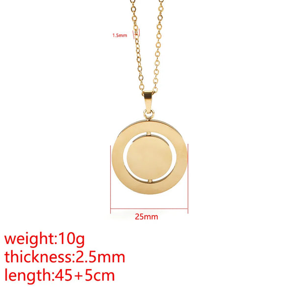 Wholesale Jewelry Simple Style Round 304 Stainless Steel Plating Cable Chain Pendant Necklace Keychain