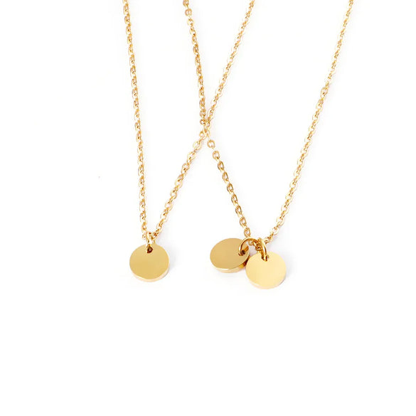 Wholesale Jewelry Simple Style Round Customization Laser Engraving 304 Stainless Steel Plating Pendant Necklace Cable Chain