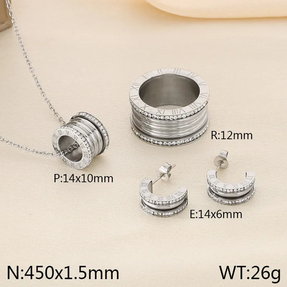 Wholesale Jewelry Simple Style Small Waist 304 Stainless Steel 18K Gold Plated Rings Earrings Necklace