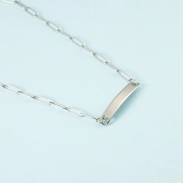 Wholesale Jewelry Simple Style Customization Laser Engraving Solid Color 304 Stainless Steel Plating Necklace Paperclip Chain