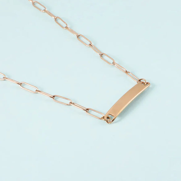 Wholesale Jewelry Simple Style Customization Laser Engraving Solid Color 304 Stainless Steel Plating Necklace Paperclip Chain