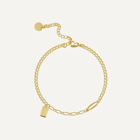 Wholesale Jewelry Simple Style Solid Color Rectangle Copper Anklet