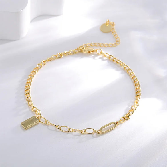 Wholesale Jewelry Simple Style Solid Color Rectangle Copper Anklet