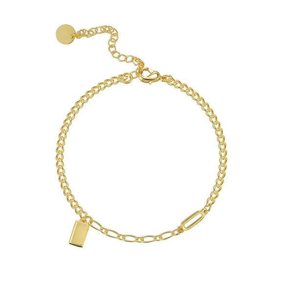 Wholesale Jewelry Simple Style Solid Color Rectangle Copper Anklet