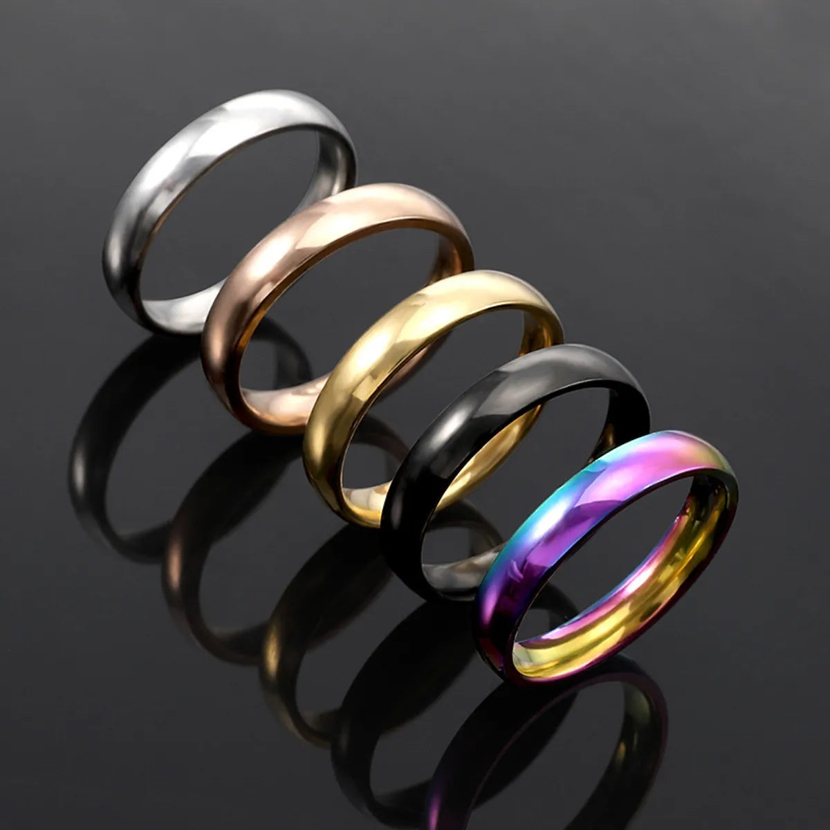 Wholesale Jewelry Simple Style Solid Color Titanium Steel Polishing Ri ...