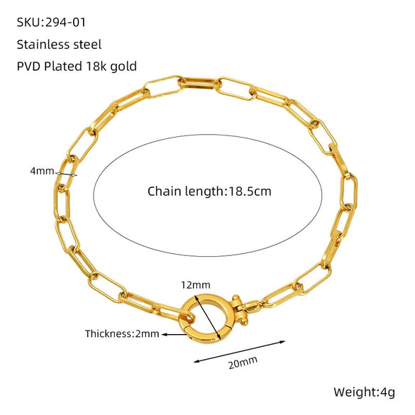 Wholesale Jewelry Simple Style 316L Stainless Steel And 316L Stainless Steel Paper Clip Chain Necklace And Hand Jewelry With Electroplating