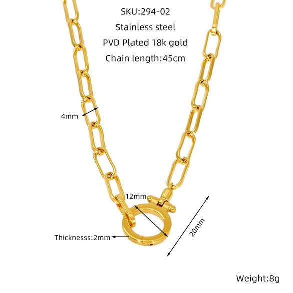 Wholesale Jewelry Simple Style 316L Stainless Steel And 316L Stainless Steel Paper Clip Chain Necklace And Hand Jewelry With Electroplating