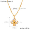 Wholesale Jewelry Simple Style 316L Stainless Steel Blade Chain Fourleaf Clover Inlaid Zircon Pendant Goldplated Necklace With Geometric Pattern