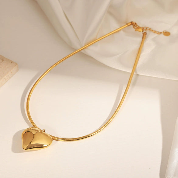 Wholesale Jewelry Simple Style 316L Stainless Steel Gold Plated Heart Pendant Necklace
