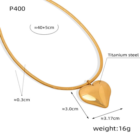 Wholesale Jewelry Simple Style 316L Stainless Steel Gold Plated Heart Pendant Necklace