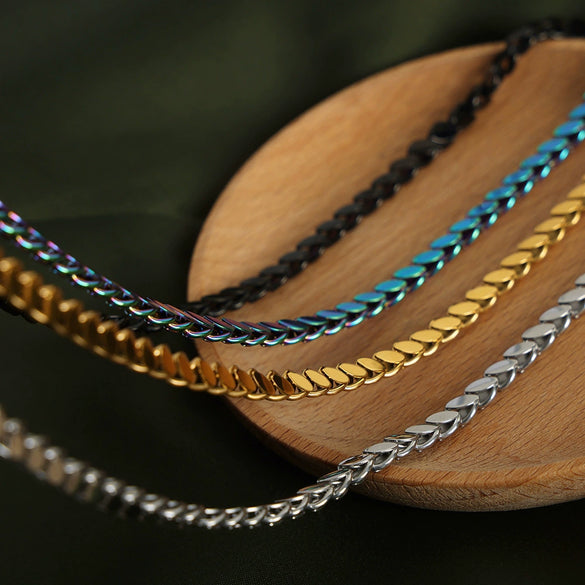 Wholesale Jewelry Simple Style 316L Stainless Steel Gold Plated Necklace Bracelet Set Unisex