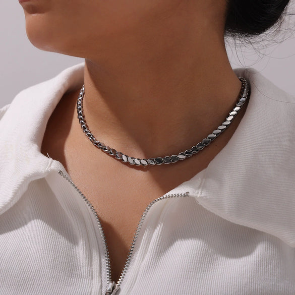 Wholesale Jewelry Simple Style 316L Stainless Steel Gold Plated Necklace Bracelet Set Unisex