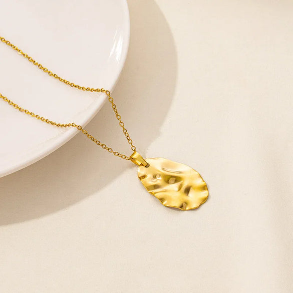 Wholesale Jewelry Simple Style Triangle Round Oval 304 Stainless Steel Chain Pendant Necklace