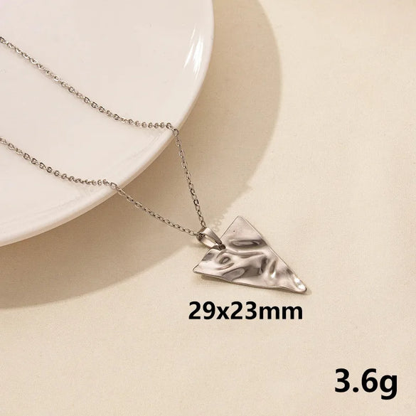 Wholesale Jewelry Simple Style Triangle Round Oval 304 Stainless Steel Chain Pendant Necklace