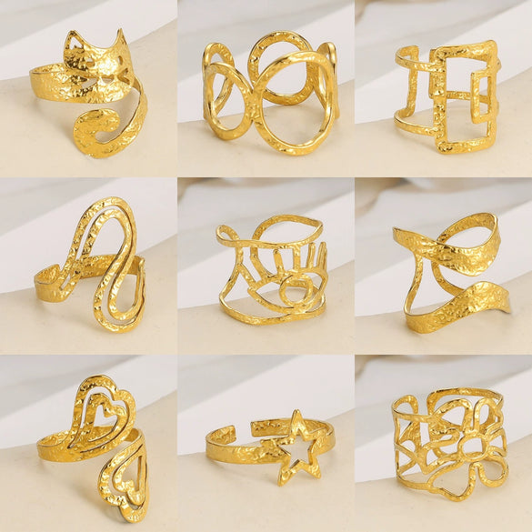 Wholesale Jewelry Simple Titanium Steel Asymmetrical Geometric Ring 18K Goldplated