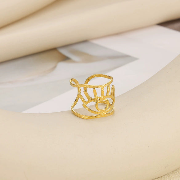 Wholesale Jewelry Simple Titanium Steel Asymmetrical Geometric Ring 18K Goldplated