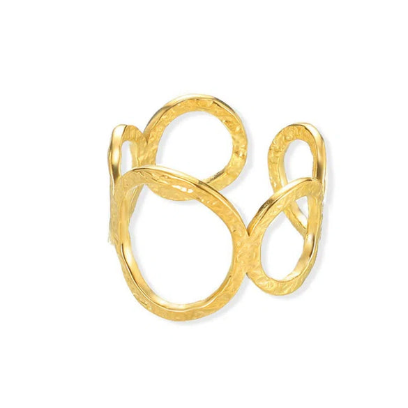 Wholesale Jewelry Simple Titanium Steel Asymmetrical Geometric Ring 18K Goldplated