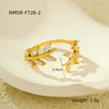 Wholesale Jewelry Simple Zircon Titanium Steel Ring Electroplating Water Drop Heart Open Ring Light Luxury Style