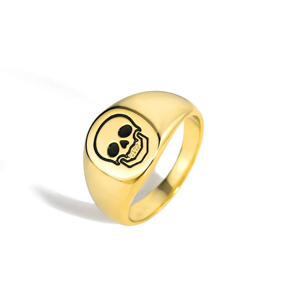 Wholesale Jewelry Skull Geometric Copper Gold Plated Unisex Hip Hop Punk Ring