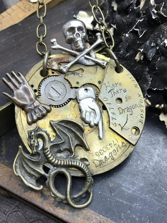 Wholesale Jewelry Skull Magic Sword Dragon Copper Geometric Electroplated Pendant Necklace