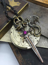 Wholesale Jewelry Skull Magic Sword Dragon Copper Geometric Electroplated Pendant Necklace