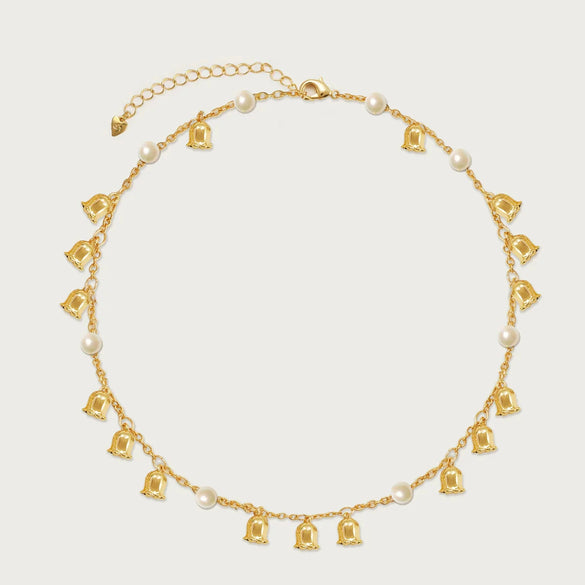 Wholesale Jewelry Small Bell Pendant Clip Pearl Bracelet Copper Electroplated Geometric Style Unisex